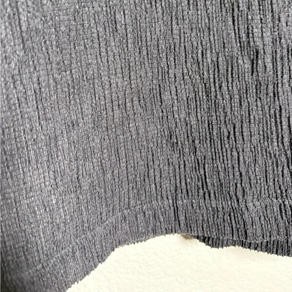 Junonia Black Textured Crinkle Blouse with Embroidered Elbow Length Sleeves. 4X - Picture 12 of 14